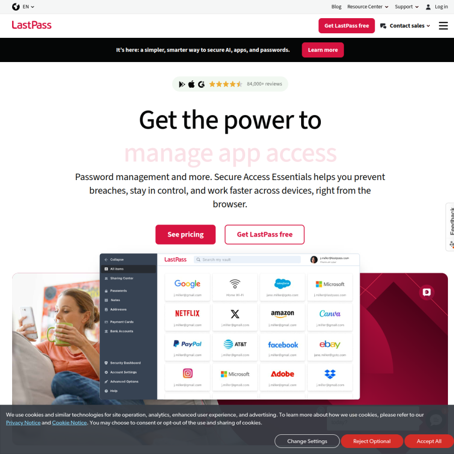 lastpass.com homepage screenshot