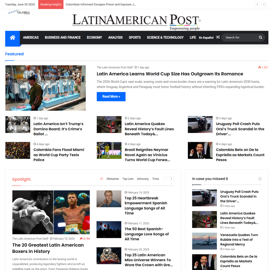 latinamericanpost.com homepage screenshot