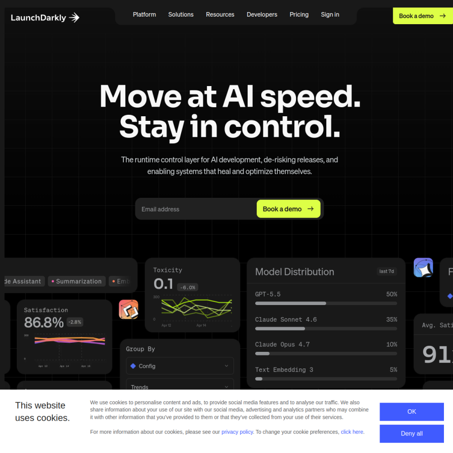 launchdarkly.com homepage screenshot