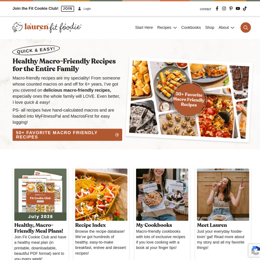 laurenfitfoodie.com homepage screenshot
