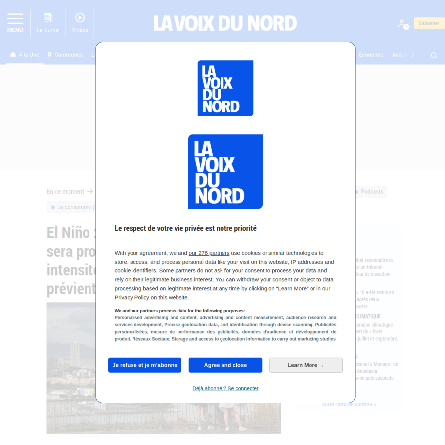 lavoixdunord.fr homepage screenshot