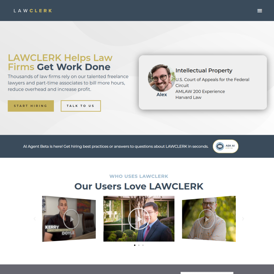 lawclerk.legal homepage screenshot