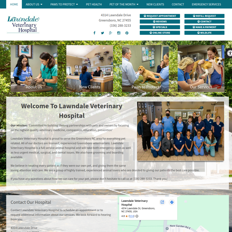 lawndalevets.com homepage screenshot