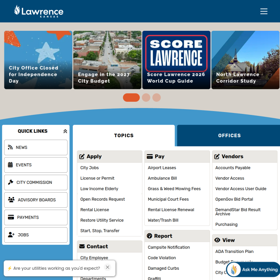 lawrenceks.gov homepage screenshot