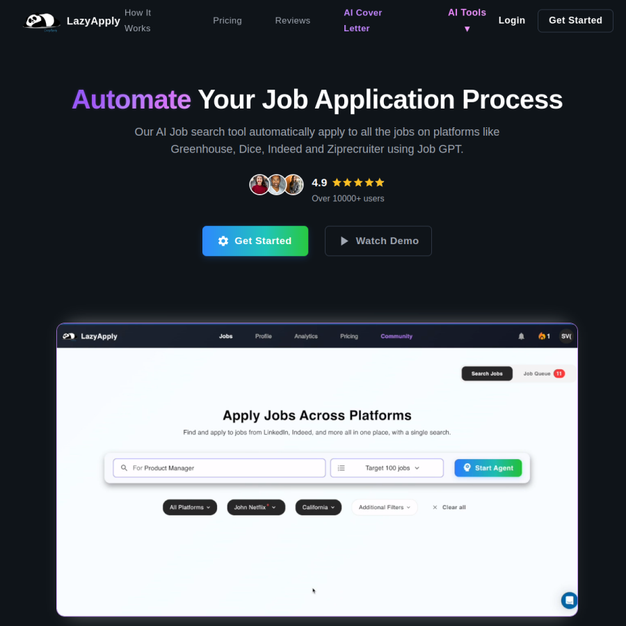 lazyapply.com homepage screenshot