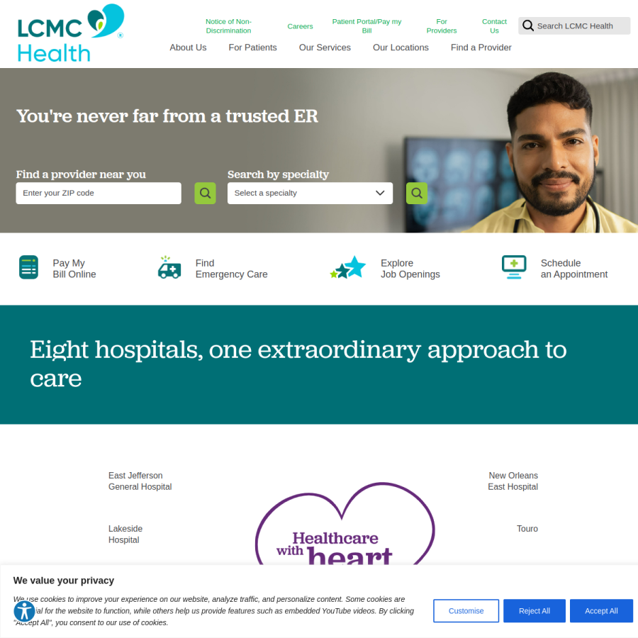 lcmchealth.org homepage screenshot