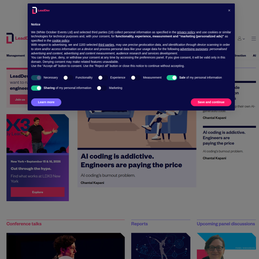 leaddev.com homepage screenshot