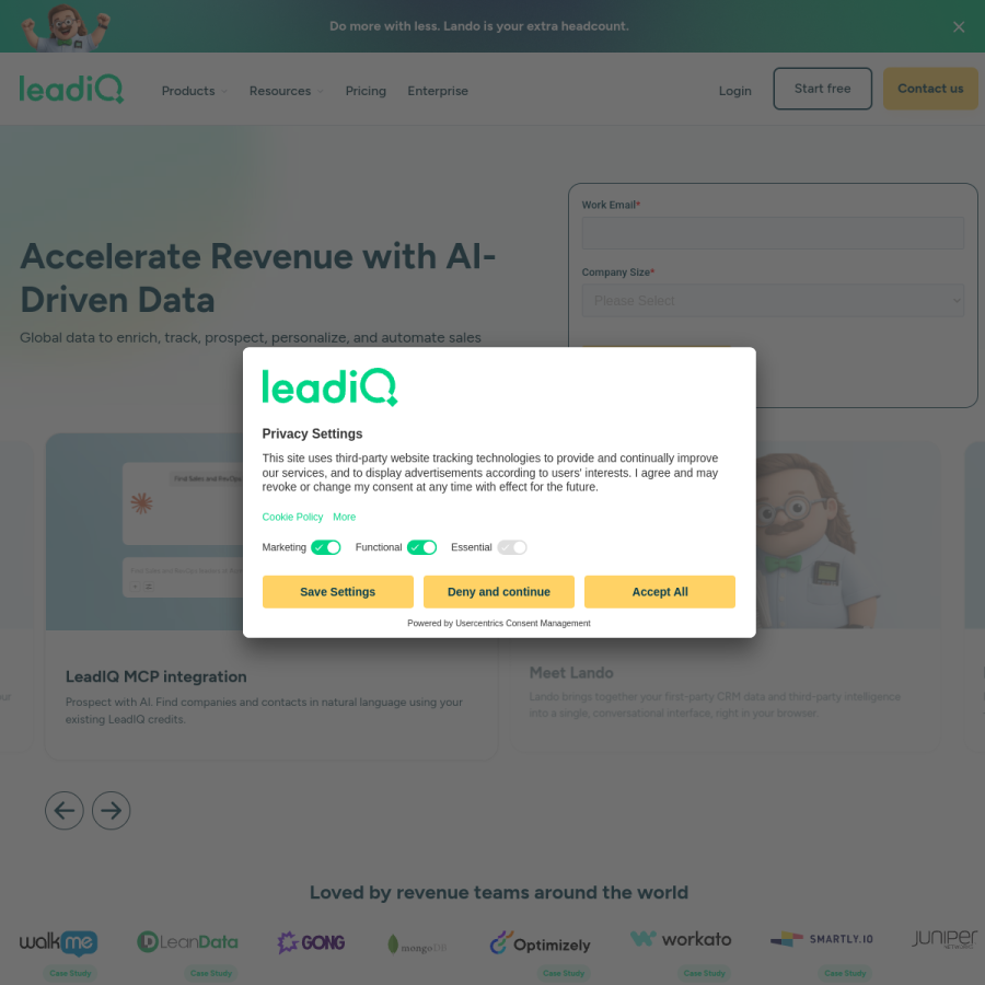 leadiq.com homepage screenshot