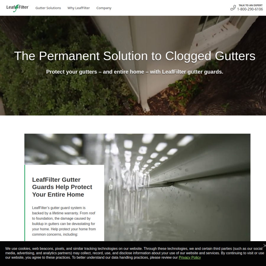 leaffilter.com homepage screenshot