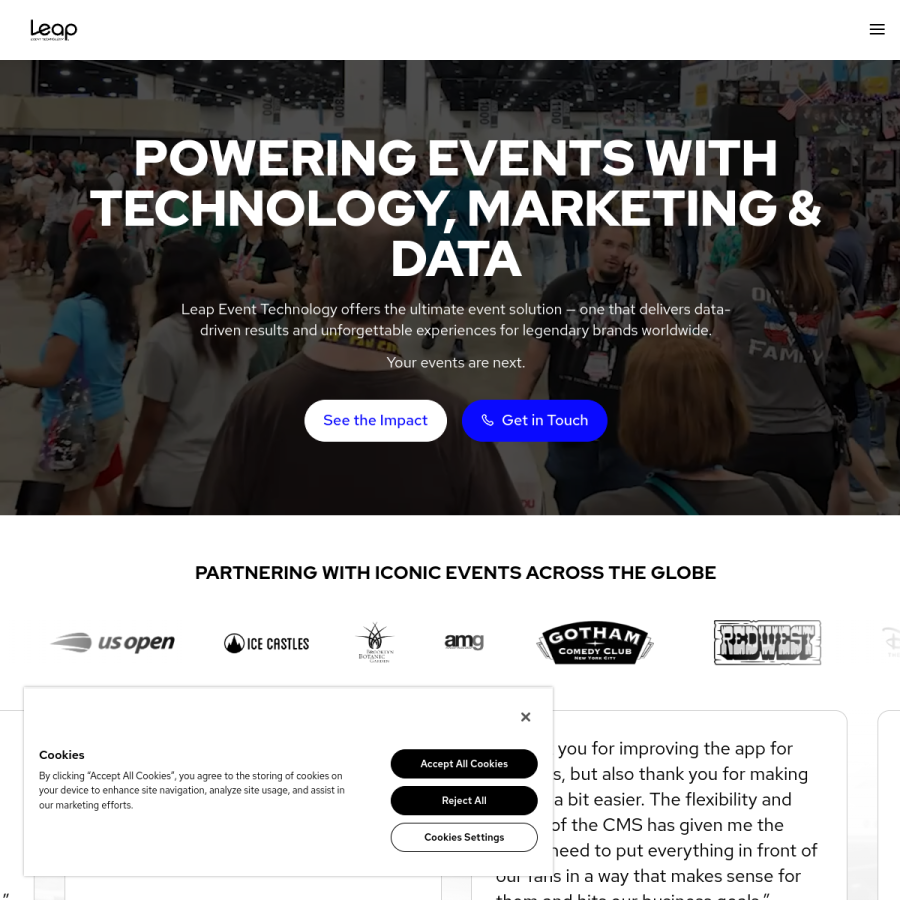 leapevent.tech homepage screenshot