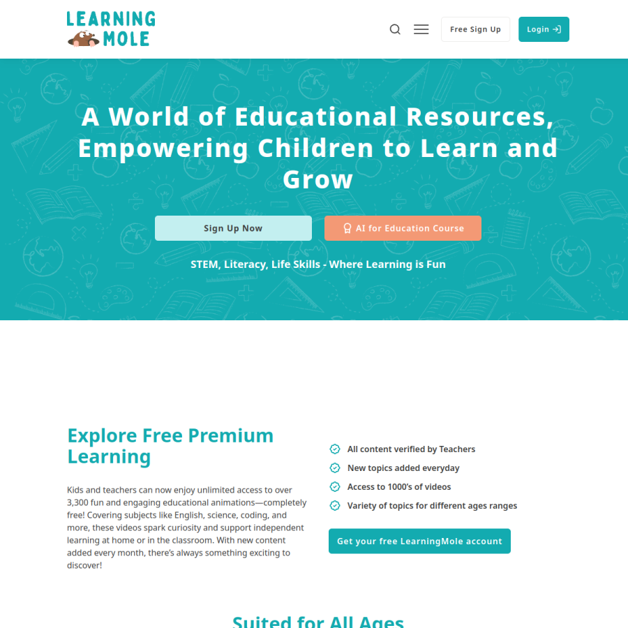 learningmole.com homepage screenshot