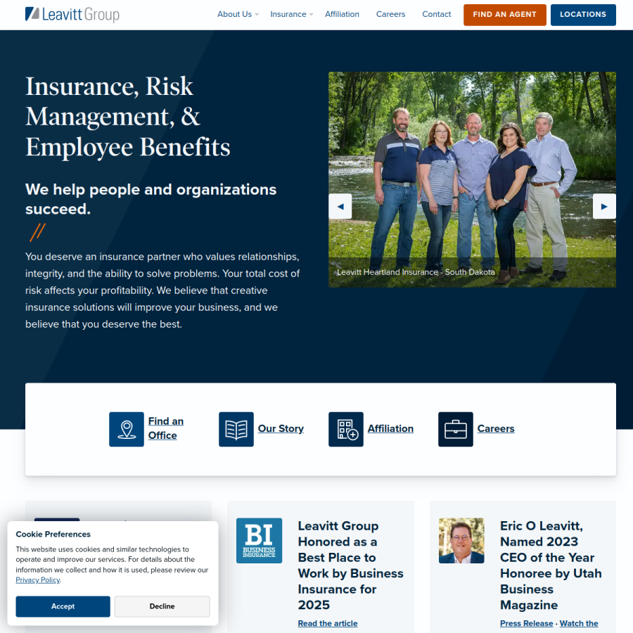 leavitt.com homepage screenshot