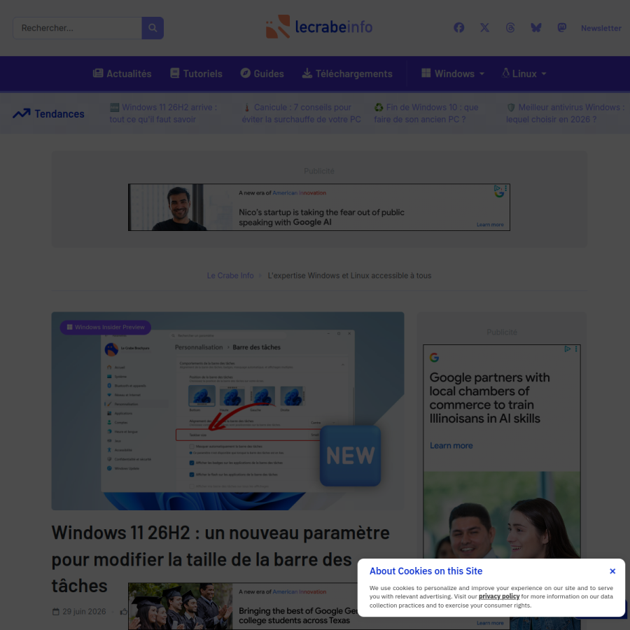 lecrabeinfo.net homepage screenshot