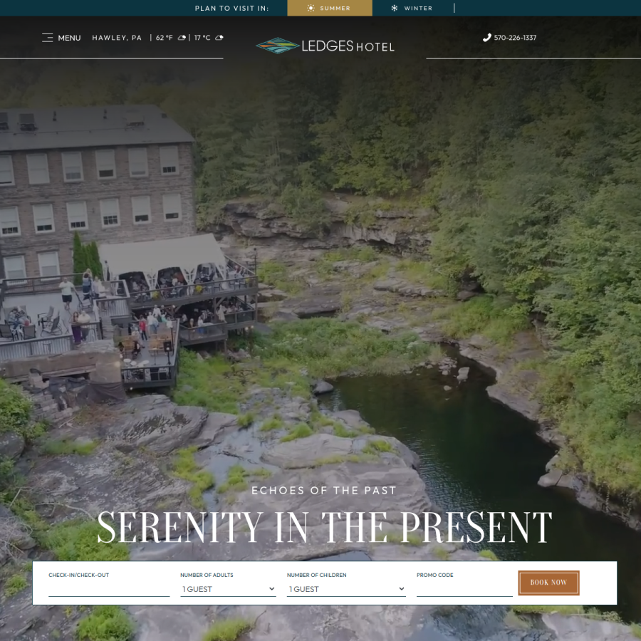 ledgeshotel.com homepage screenshot