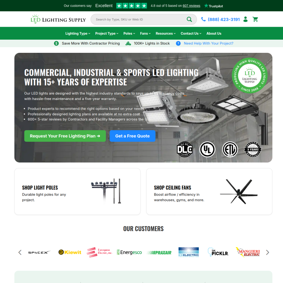 ledlightingsupply.com homepage screenshot