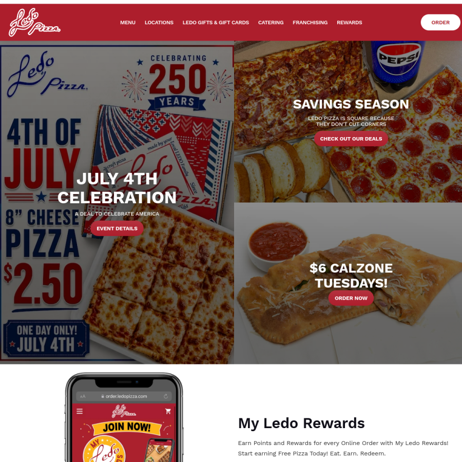 ledopizza.com homepage screenshot