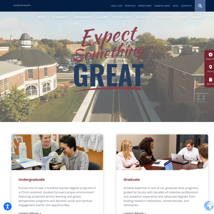 leeuniversity.edu homepage screenshot