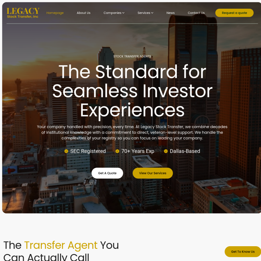legacystocktransfer.com homepage screenshot