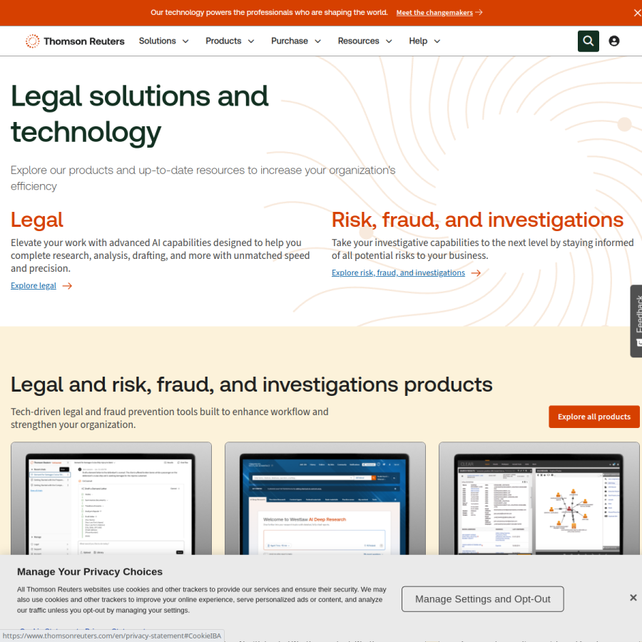 legal.thomsonreuters.com homepage screenshot