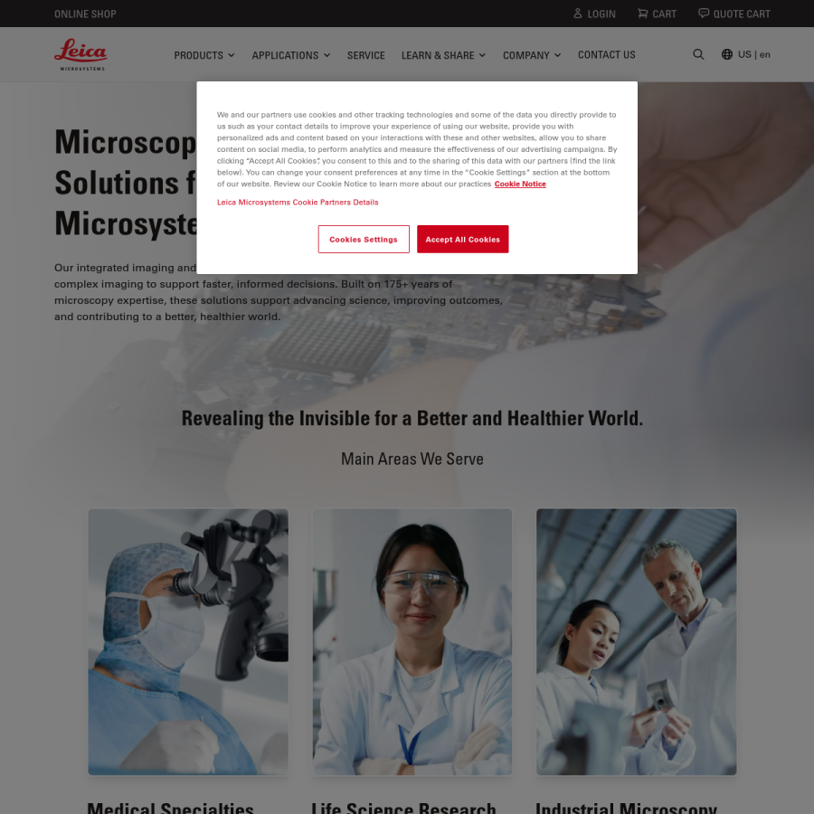 leica-microsystems.com homepage screenshot