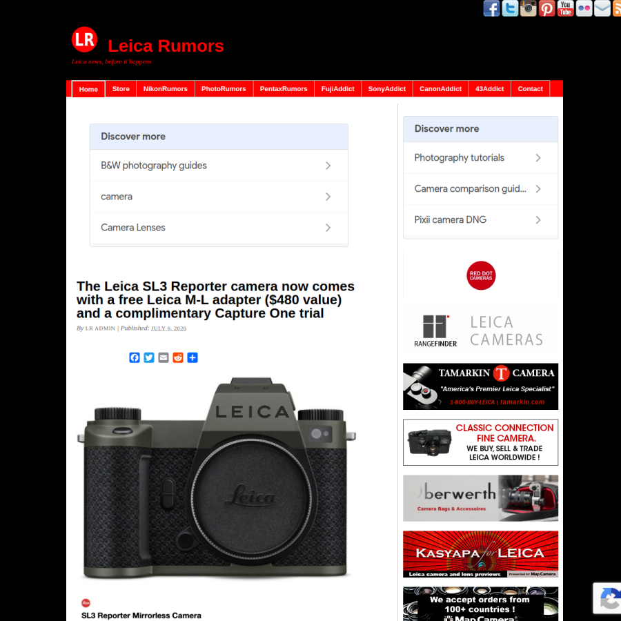 leicarumors.com homepage screenshot