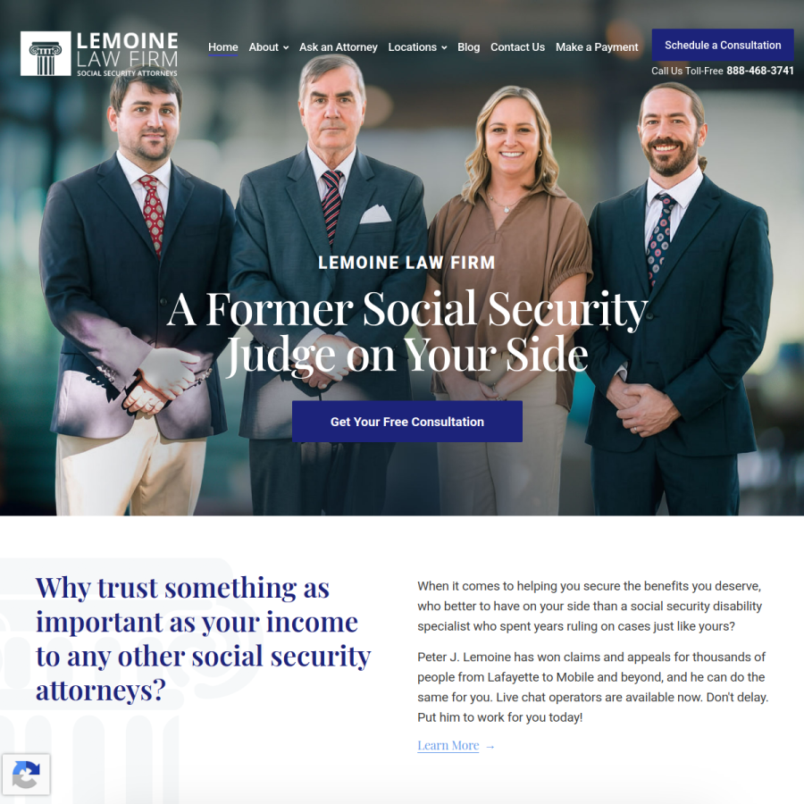 lemoinelawfirm.com homepage screenshot