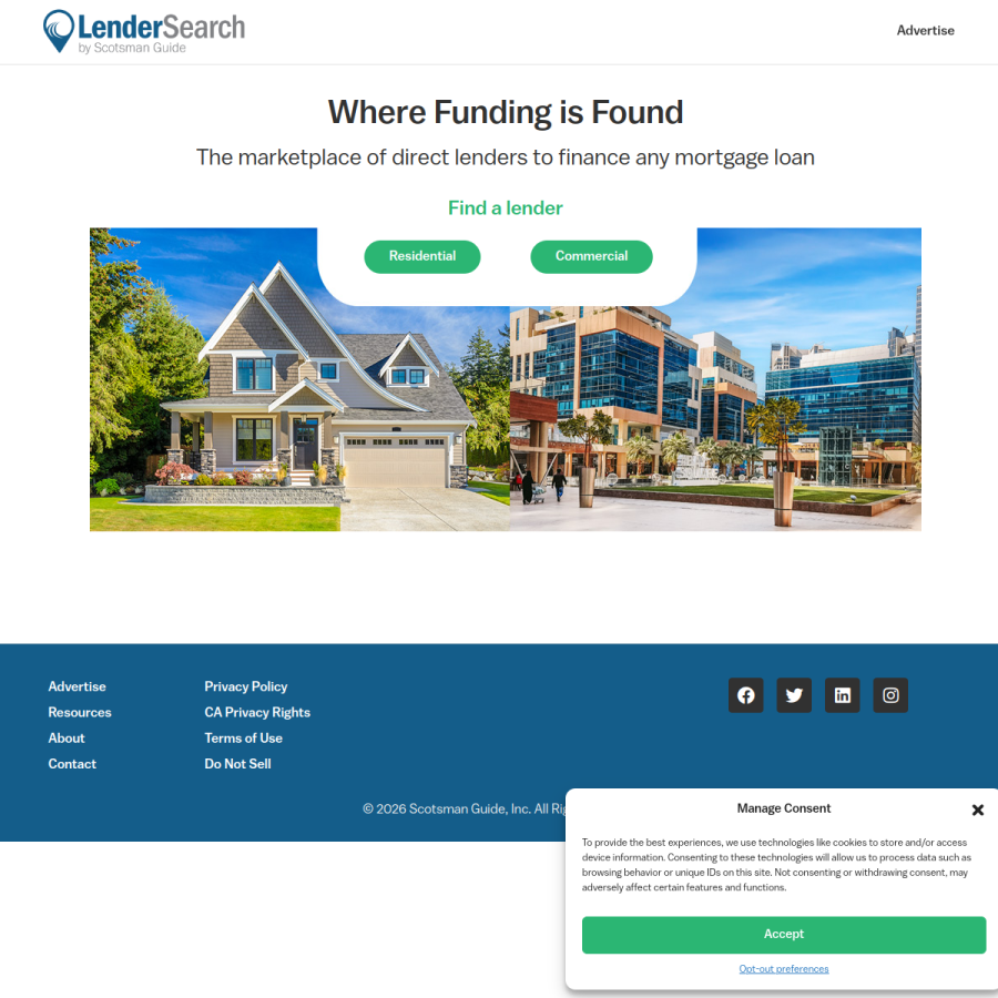 lendersearch.com homepage screenshot