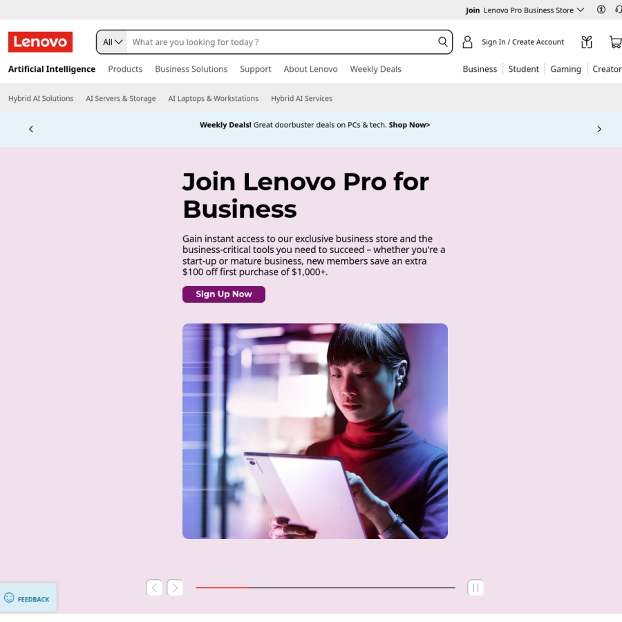 lenovo.com homepage screenshot
