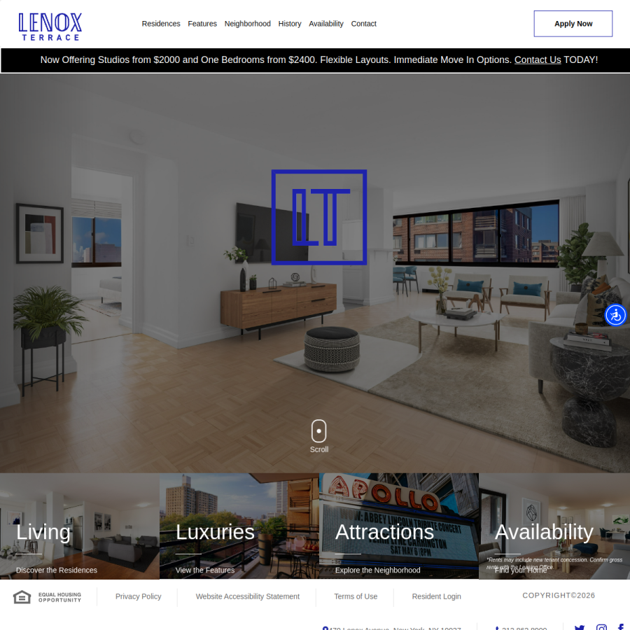 lenoxapts.com homepage screenshot
