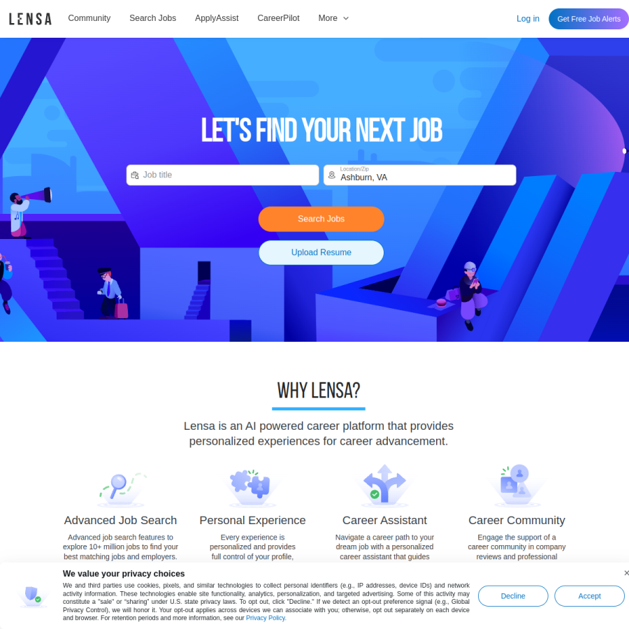 lensa.com homepage screenshot