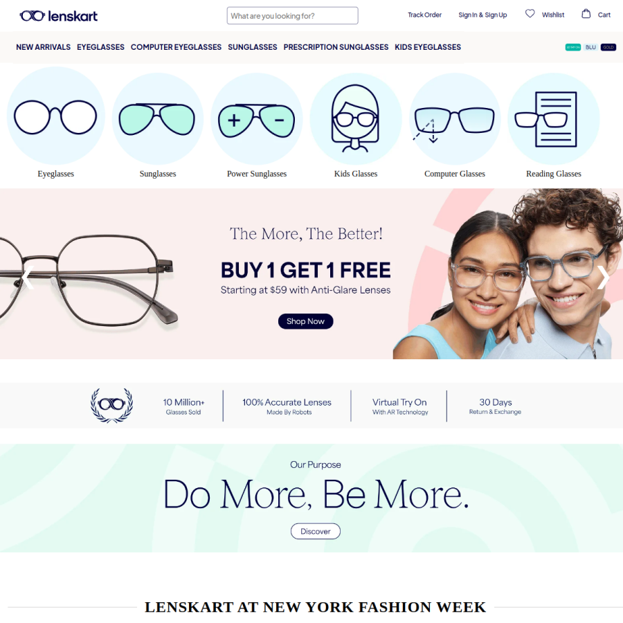 lenskart.com homepage screenshot
