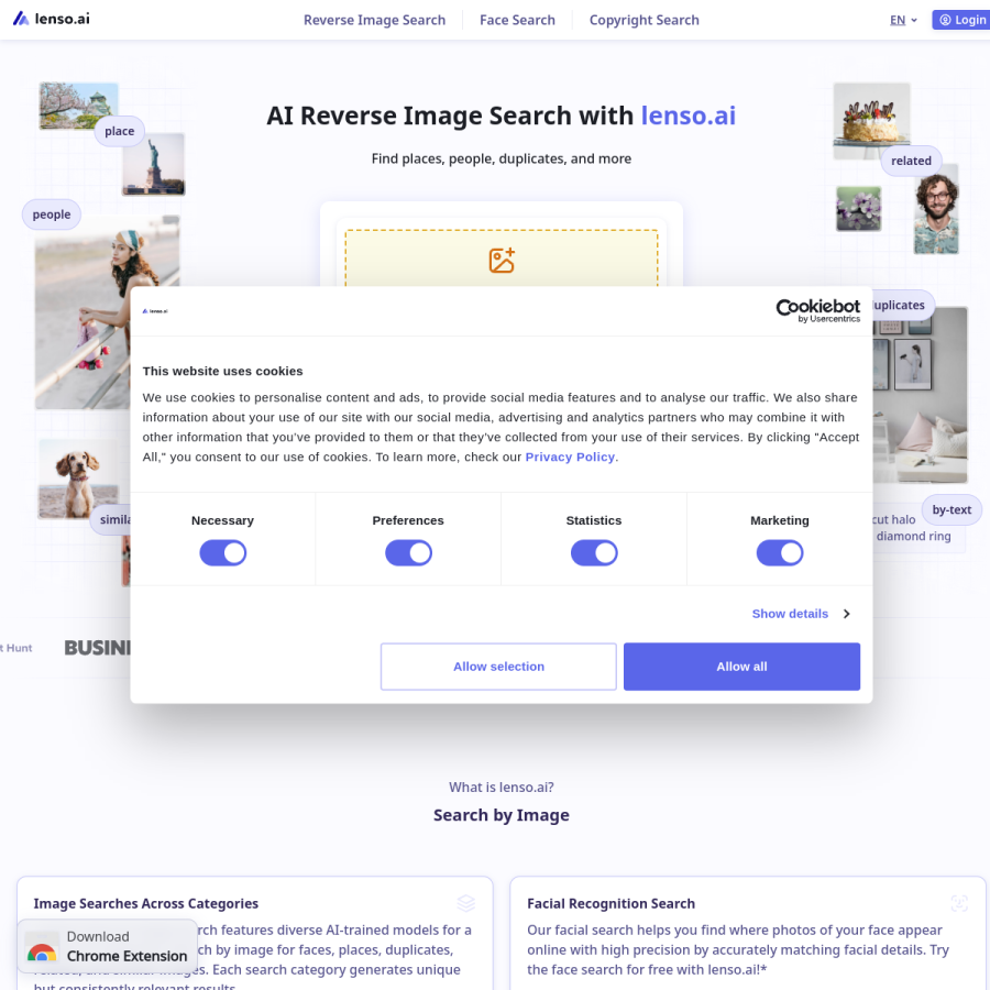 lenso.ai homepage screenshot