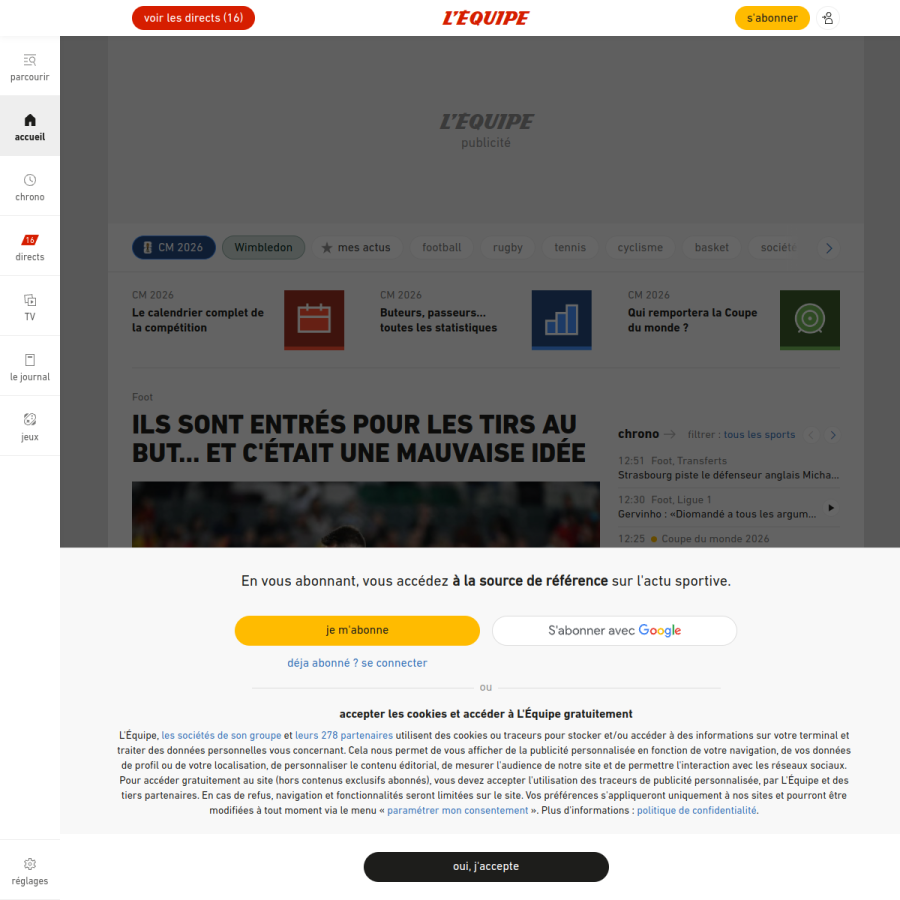 lequipe.fr homepage screenshot