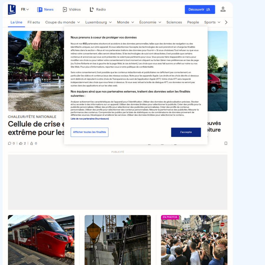 lessentiel.lu homepage screenshot