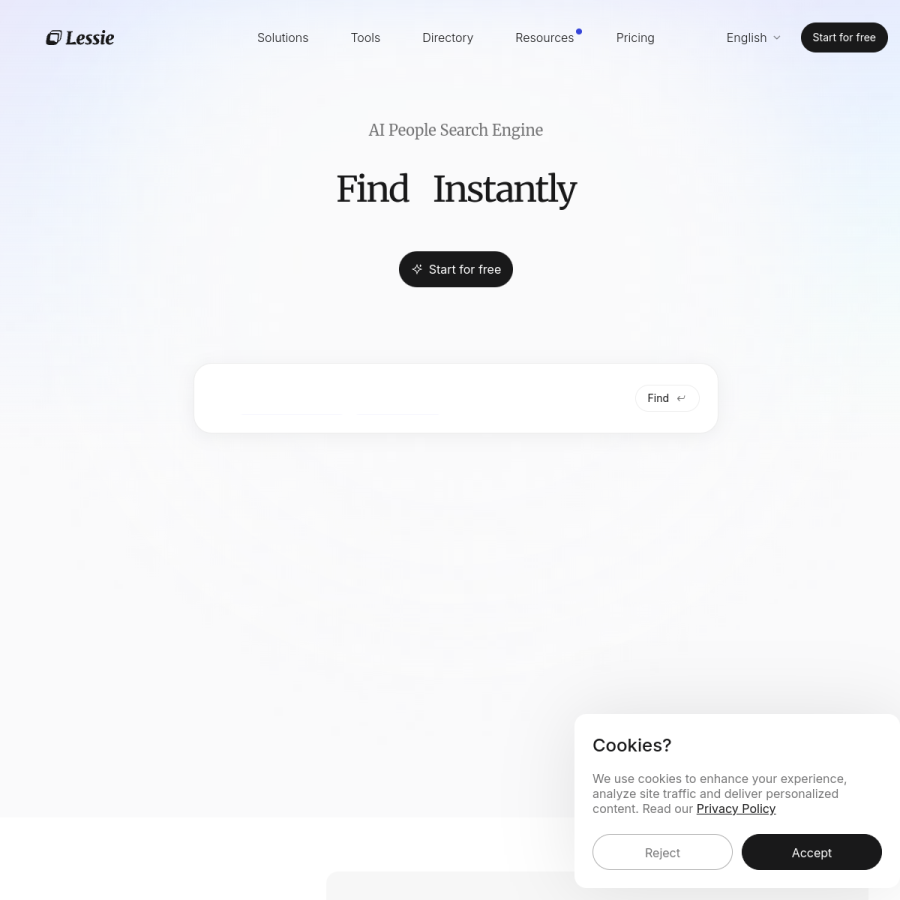 lessie.ai homepage screenshot