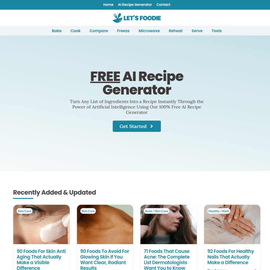 letsfoodie.com homepage screenshot
