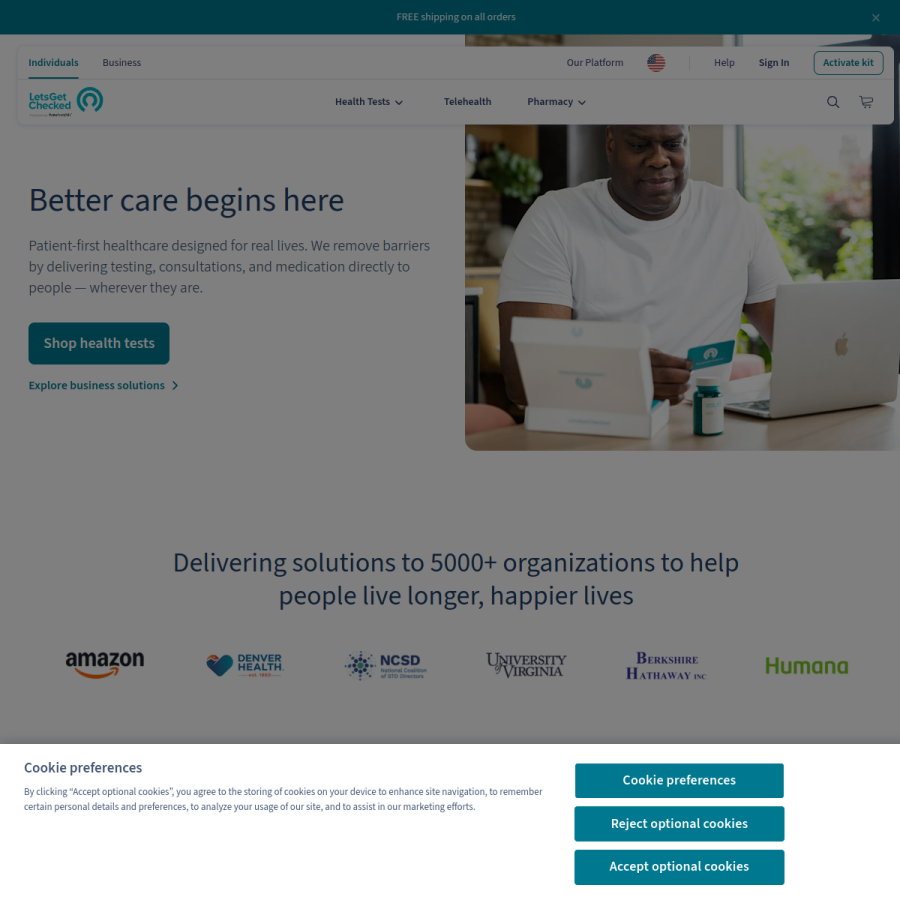 letsgetchecked.com homepage screenshot