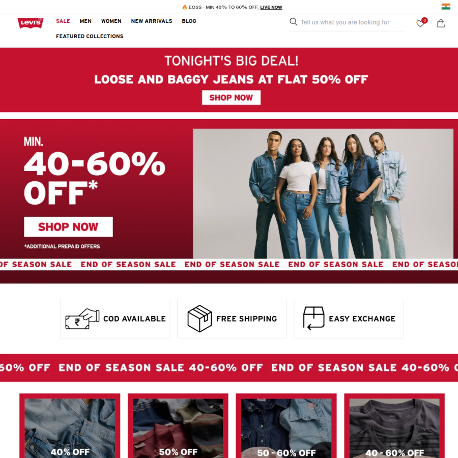 levi.in homepage screenshot