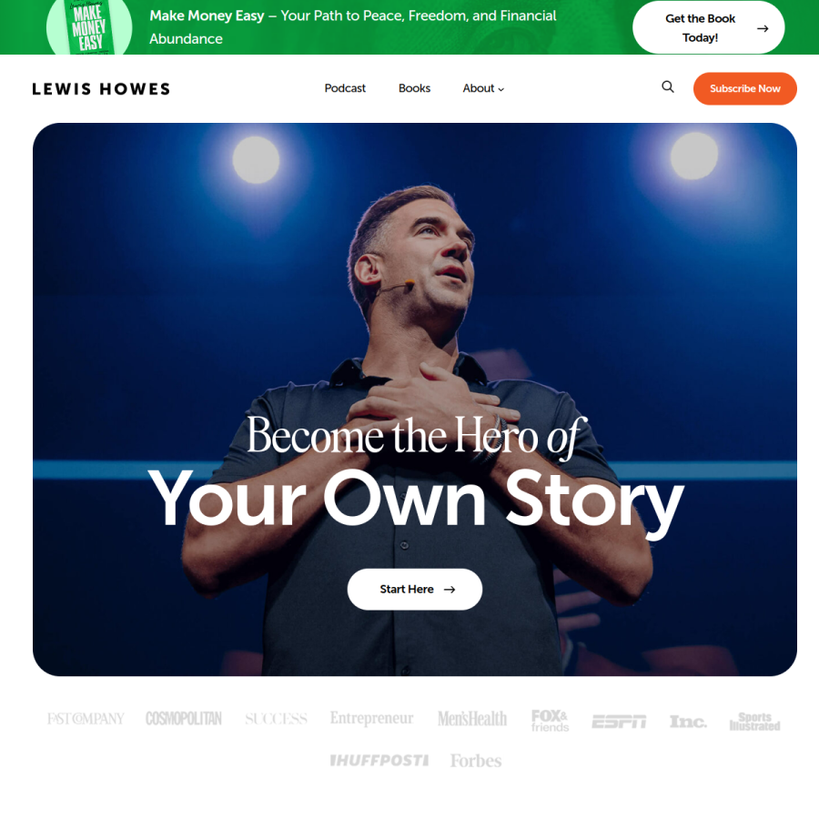lewishowes.com homepage screenshot
