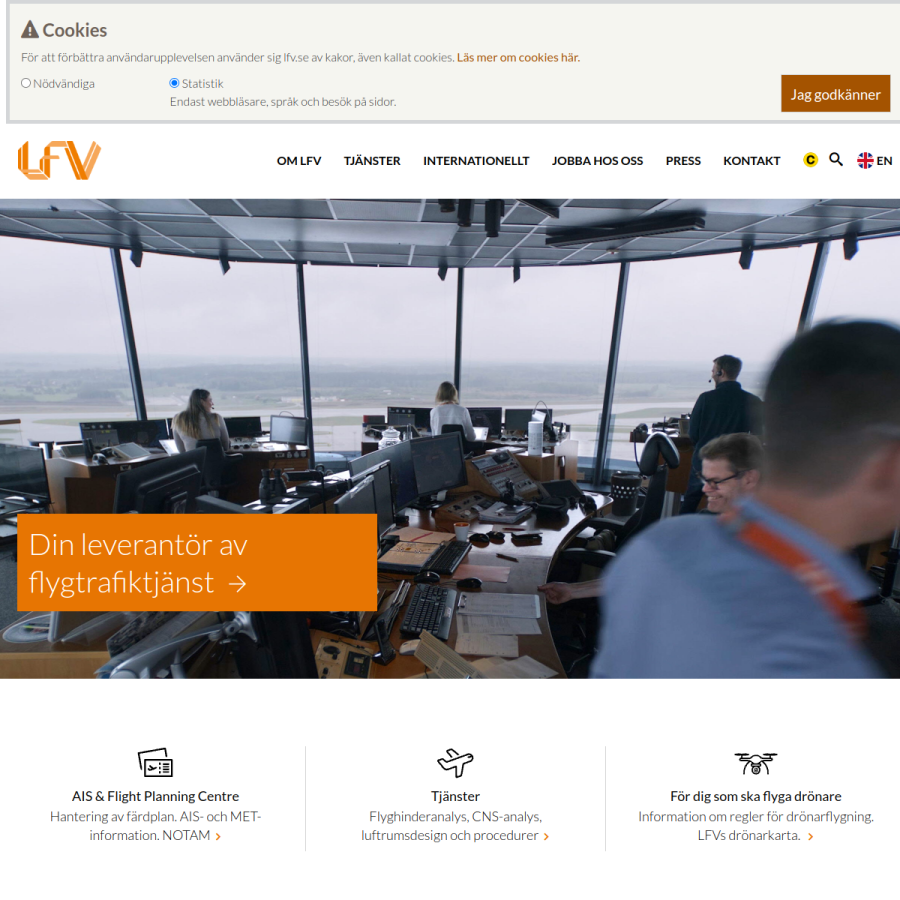 lfv.se homepage screenshot
