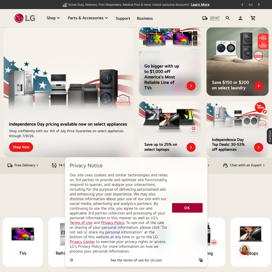 lg.com homepage screenshot