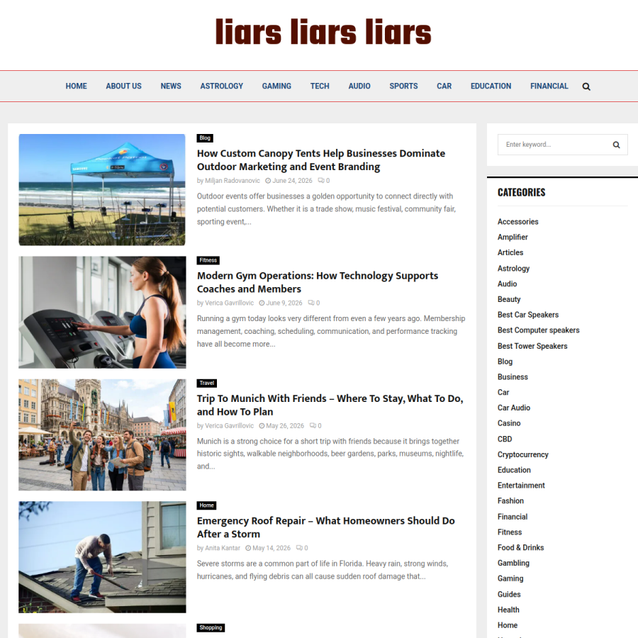 liarsliarsliars.com homepage screenshot