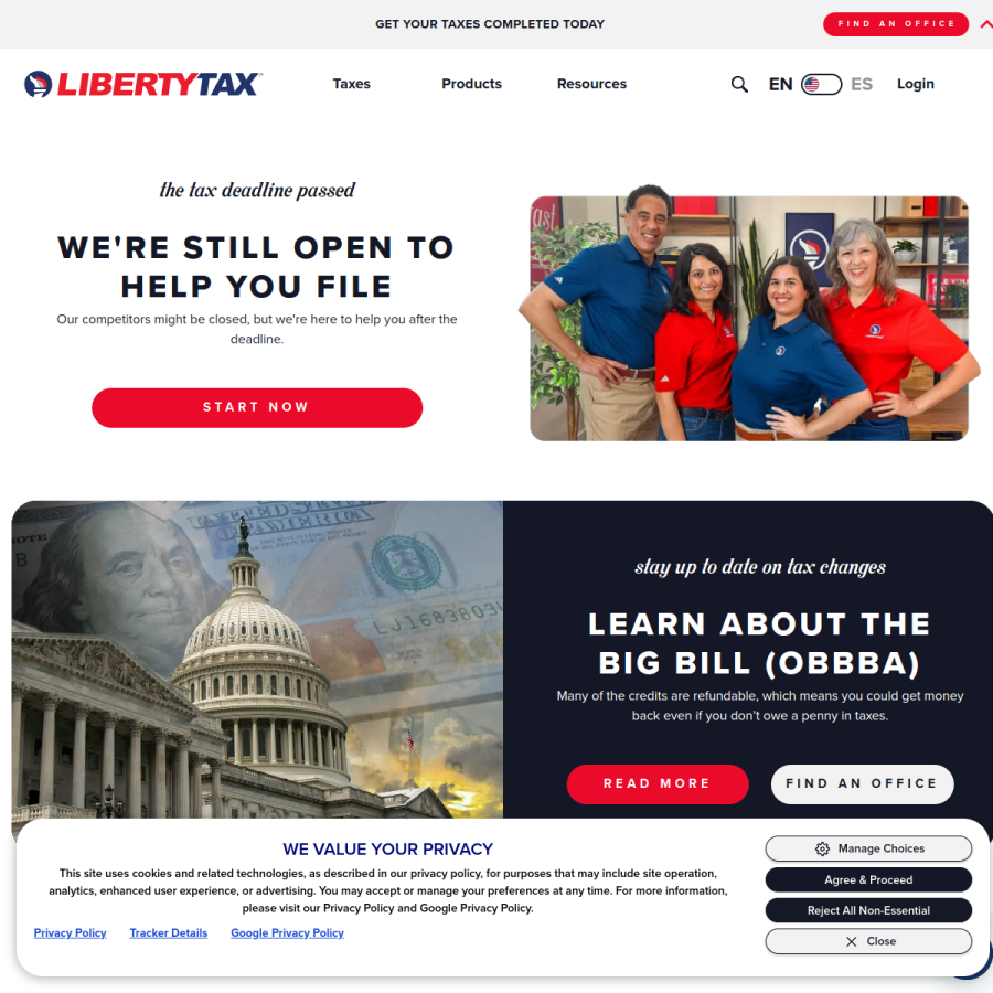 libertytax.com homepage screenshot