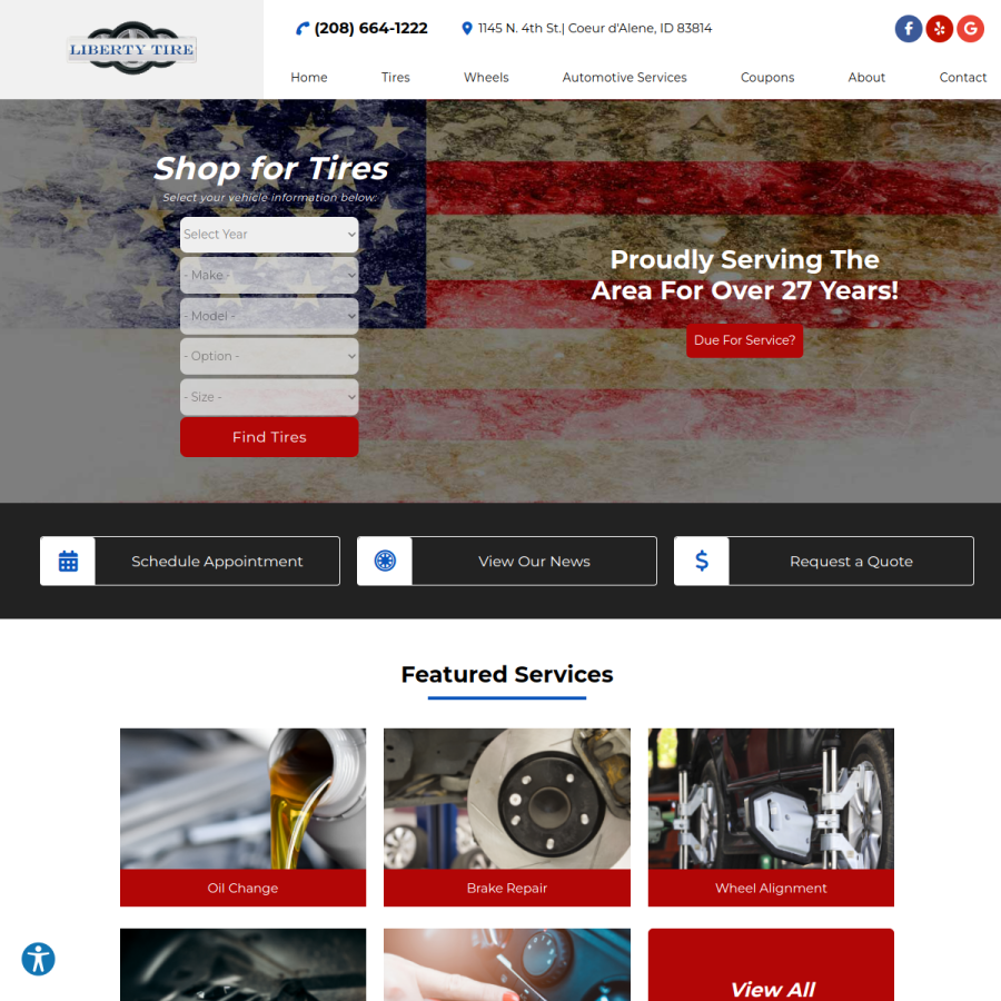 libertytire.net homepage screenshot