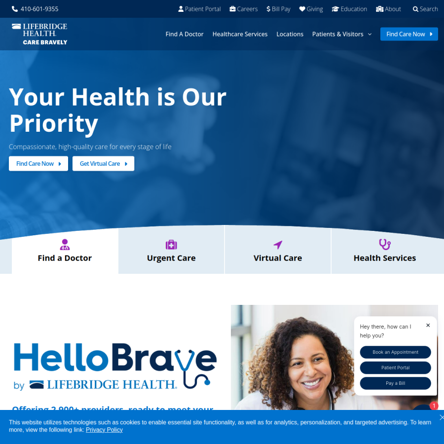 lifebridgehealth.org homepage screenshot