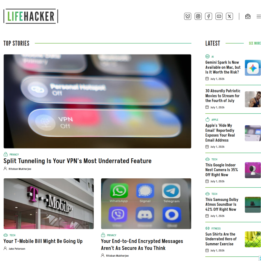 lifehacker.com homepage screenshot