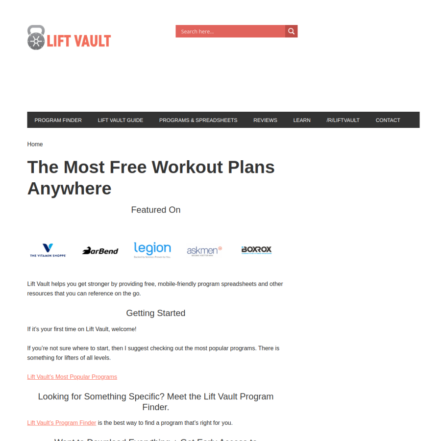 liftvault.com homepage screenshot