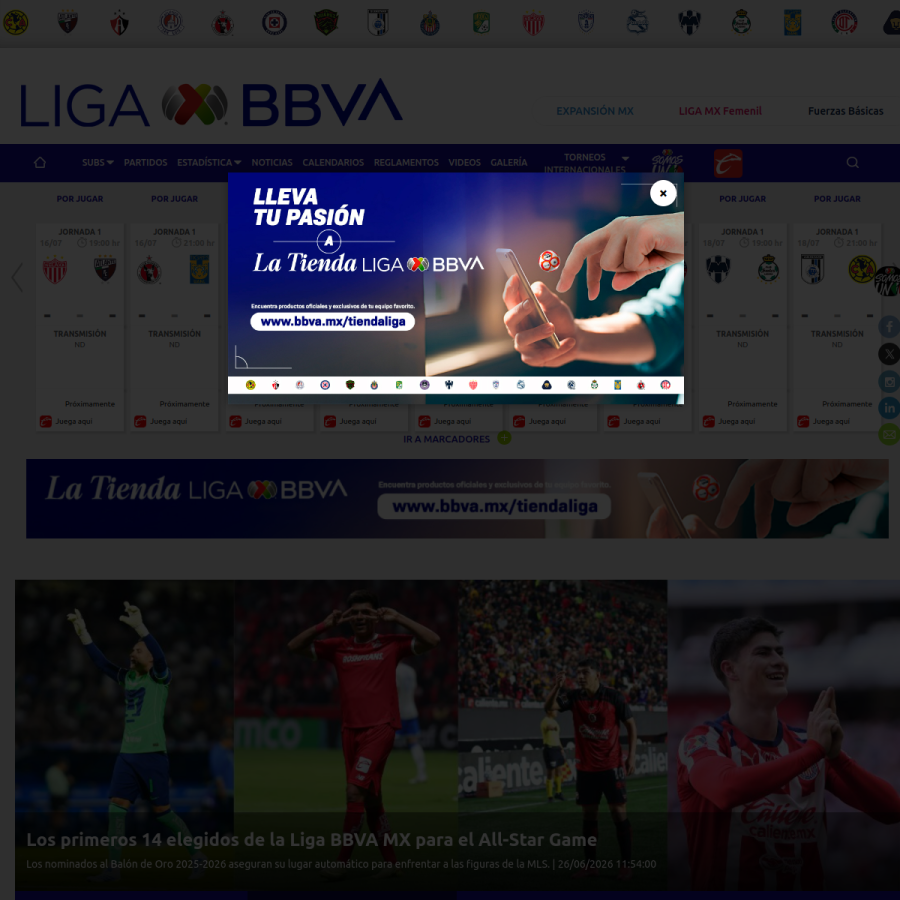 ligamx.net homepage screenshot