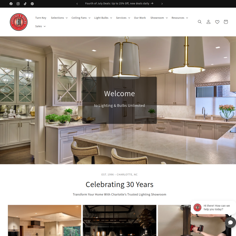lightingandbulbsunlimited.com homepage screenshot