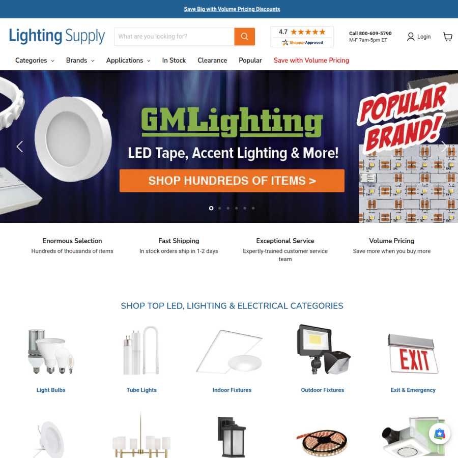 lightingsupply.com homepage screenshot